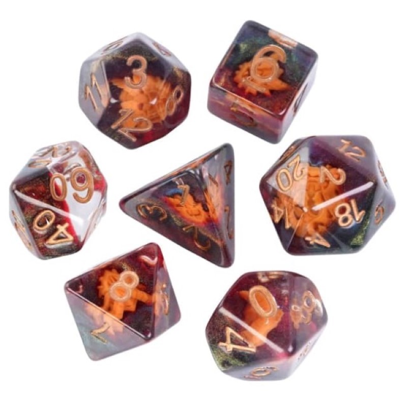 UDIXI Entombed Poly Dice set - Skull - Dragon Mask